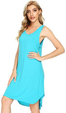 Load image into Gallery viewer, WiWi Womens Bamboo Pajamas Scoop Neck Nightgowns Sleeveless Lightweight Tank Loungewear Plus Size Sleep Shirts S-4X, Turquoise, Small