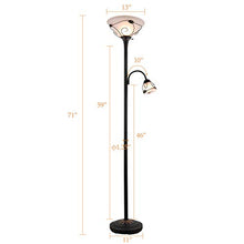 Load image into Gallery viewer, CO-Z Torchiere Floor Lamp with Side Reading Light, 3-Way Switch Combo Antique Bronze Mother Daughter Floor Lamp with Glass Shade, 71" Desk Floor Lamp for Living Room Corner Bedroom Home Office