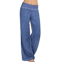Load image into Gallery viewer, Thenxin Casual Wide Leg Jeans Elastic High Waist Palazzo Denim Long Lounge Trouser Pants(Blue,XXL)