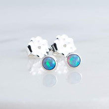 Load image into Gallery viewer, Light Blue Opal Cabochon in Sterling Silver Stud Earrings for Women Fashion Jewelry Earings
