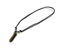 Load image into Gallery viewer, Mia Jewel Shop Hexagonal Healing Gemstone Crystal Point Pendant Round Chrysocolla Stone Adjustable Necklace (Brown Tiger's Eye)