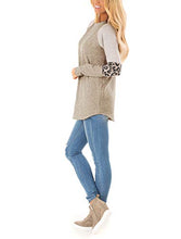 Load image into Gallery viewer, Floral Find Women's Long Sleeve Leopard Color Block Tunic Comfy Stripe Round Neck T Shirt Tops Brown