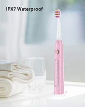 Load image into Gallery viewer, Electric Toothbrush Clean as Dentists, Rechargeable Sonic Toothbrushes Built-in Smart Timer and 5 Deep Cleaning Modes, with 3 Replacement Brush Heads, Waterproof, Pink