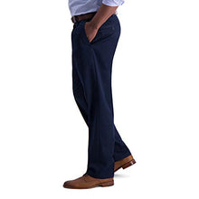 Load image into Gallery viewer, Haggar Men's Iron Free Premium Khaki Classic Fit Pleat Front Expandable Waist Casual Pant, Dark Navy, 38 x 29