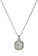 Load image into Gallery viewer, Platinum Plated Sterling Silver Pendant Necklace set with Asscher Cut Swarovski Zirconia (2.3 cttw)