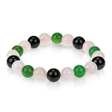 Load image into Gallery viewer, Triple Stone Ultimate Love Bracelet – Unconditional Love – Romance and Love Bracelet – Rose Quartz – Red Garnet – Green Aventurine – Natural Semi-Precious Gemstone Beaded Stretch Bracelet (10mm)