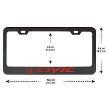 Load image into Gallery viewer, 2 Pack Car License Plate Frame for Honda Civic, Stainless Steel Auto Plate Frames Frames to Protect Plates,with Screw Caps Cover Set Suit,Applicable to US Standard car License Frame