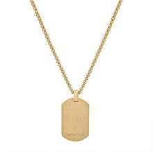 Load image into Gallery viewer, Geoffrey Beene Men's Stainless Steel Engraveable Dog Tag Pendant Necklace with Cubic Zirconia Stone (Gold)