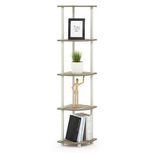 Load image into Gallery viewer, Furinno Turn-N-Tube 5 Tier Corner Display Rack Multipurpose Shelving Unit, 1-Pack, Sonoma Oak/White