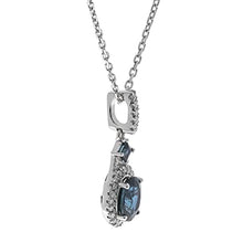 Load image into Gallery viewer, Gin and Grace 10K White Gold Genuine blue Sapphire Pendant with Diamonds for women | Ethically, authentically & organically sourced (Square-cut) shaped Sapphire hand-crafted jewelry for her | Sapphire Necklace for women