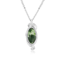 Load image into Gallery viewer, GEMISTRY "GG Collection Sterling Silver Elongated Oval Cabochon Chrome Chalcedony Swirl Design Pendant Necklace