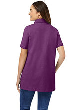 Load image into Gallery viewer, Woman Within Women's Plus Size Perfect Short-Sleeve Polo Shirt - 3X, Medium Heather Grey Gray