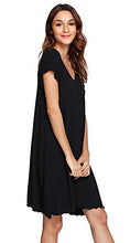 Load image into Gallery viewer, WiWi Women's Night Shirt Soft Sleep Shirts Short Sleeves Nightgowns Plus Size Nightshirts Lightweight Nightwear S-4X, Black, 4X
