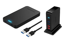Load image into Gallery viewer, SABRENT 2.5-Inch SATA to USB 3.0 Tool-Free External Hard Drive Enclosure + 7 Port USB 3.0 HUB + 2 Charging Ports with 12V/4A Power Adapter