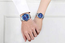Load image into Gallery viewer, Couple Watches Classic Silver Stainless Steel Watch His and Hers Waterproof Quartz Watch(Silver Blue)