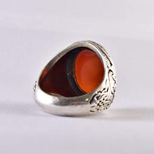 Load image into Gallery viewer, Yemeni Aqeeq Ring for Men | AlAliGems | Red Aqeeq Stone Engaved | US Size 12
