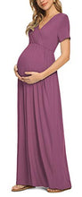 Load image into Gallery viewer, Xpenyo Women's Maternity Dresses Summer Casual Short Sleeve V Neck Wrap Long Maxi Dress Pregnancy Clothes for Baby Shower, Photoshoot, Party, Daily, Nursing, Mauve 2XL