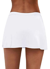 Load image into Gallery viewer, Byoauo Women's Swim Skirt Solid Ruched Swimsuits Drawstrings Side Slit Pull Tie Bikini Bottoms Women's Petite Swimwear Bottoms White