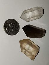 Load image into Gallery viewer, 3pc Set Clear & Smokey & Tangerine Quartz Points Raw Natural Healing Crystal Gemstone Specimens from Brazil
