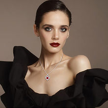 Load image into Gallery viewer, RIVIKO Heart Birthstone Pendant Necklace for Women 925 Sterling Silver Zirconia January Necklaces Christmas Valentine's Day Mothers Day Jewelry Gifts For Girls Mother Wife