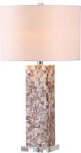 Load image into Gallery viewer, Safavieh Lighting Collection Jacoby Cream Shell 29-inch Bedroom Living Room Home Office Desk Nightstand Table Lamp (Set of 2) - LED Bulbs Included