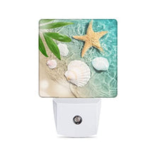 Load image into Gallery viewer, Sea Shell Starfish Beach Seaside Palm Night Light Plug in LED Lamp Acrylic Glass Decor Night Lights Plug into Wall with Automatic Light Sensor Nightlight for Stair, Bedroom, Kitchen, Bathroom