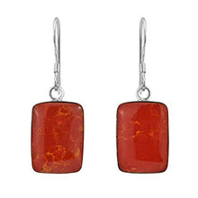 Load image into Gallery viewer, AeraVida Geo Sleek Rectangle Reconstructed Red Coral .925 Sterling Silver Jewelry Set (SS-0092-RED-8)