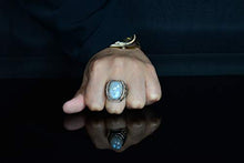 Load image into Gallery viewer, Sterling Silver Men Ring,Natural Rainbow Moonstone Gemstone, Free Express Shipping