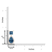 Load image into Gallery viewer, November Birthstone - Square and Pear London Blue Topaz Pendant Necklace with Diamond Halo in 14K Rose Gold (10x7mm London Blue Topaz)
