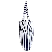 Load image into Gallery viewer, Canvas Tote Bags - Reusable Grocery Bag - Printed Cotton Shopping Bag - Eco Friendly Super Strong Reusuable Washable Bags 19x16.5 Inches, 12.5 Inch Handle NAVY STRIPS