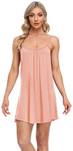 Load image into Gallery viewer, AUHEGN Nightgown for Women Loose Sleepwear Crew Neck Pajama Dress Soft Nightshirt Sleeveless Nightdress Chemise Peach Small