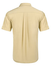 Load image into Gallery viewer, COOFANDY Men's Cuban Shirts Short Sleeve Western Shirt(Light Khaki,XX-Large)