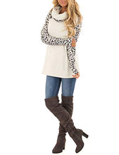 Load image into Gallery viewer, Blivener Women's Casual Sweatshirts Long Sleeve Leopard Print Tops Cowl Neck Raglan Shirts White S