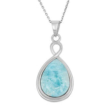 Load image into Gallery viewer, Sterling Silver Natural Larimar Teardrop Pendant with 18" Chain