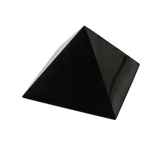 Load image into Gallery viewer, Polished Shungite Pyramid 4 Inches, Contains Carbon Fullerenes for EMF Protection | Authentic Anti-Radiation Shungite Stone Figures from Karelia, Russia | 4 Inch Pyramid, Polished