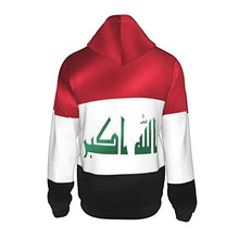 Load image into Gallery viewer, of a Iraq Flag Print Hoodies Kids 3D Print Sweatshirts Long Sleeve Pullover Hoodies with Pocket for Teen Boys and Girls Black