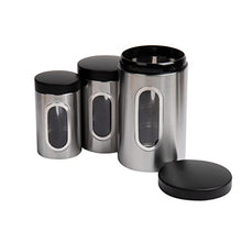 Load image into Gallery viewer, Mind Reader 3 Piece Canister Set, 1, 1.5, 2 Quart, Silver with Black