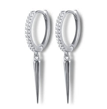 Load image into Gallery viewer, Geometric Tapered Diamond Stud Earrings Hoop Earrings For Women - Pair - Gold, White