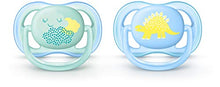 Load image into Gallery viewer, Philips AVENT Ultra Air Pacifier 0-6 Months, Contemporary Decos, Blue/Green, 4 Pack, SCF344/40