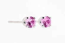 Load image into Gallery viewer, 6mm Light Pink Tourmaline Gemstone Stud Earrings in Sterling Silver - October Birthstone