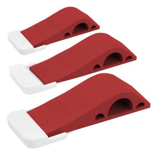 Load image into Gallery viewer, Wundermax Door Stoppers - Rubber Security Wedge for Bottom of Door on Carpet, Concrete, Tile, Linoleum & Wood - Heavy Duty Door Stop - Home Improvement - 3 Pack - Red
