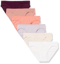 Load image into Gallery viewer, Amazon Essentials Women's Cotton Bikini Brief Underwear, Pack of 6, Plum Neutrals, X-Large