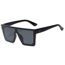 Load image into Gallery viewer, LKEYE - Oversize Shield Flat Top Square Sunglasses Siamese Rimless Lens LK1717 C1 Black/Gray