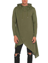 Load image into Gallery viewer, COOFANDY Mens Casual Hooded Poncho Cape Cloak Irregular Hem Hoodie Pullover Army Green Small