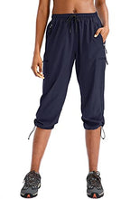 Load image into Gallery viewer, SANTINY Women's Hiking Cargo Pants Lightweight Quick Dry Outdoor Capris for Women Camping Athletic UPF 50 Zipper Pockets(02-Navy_L)