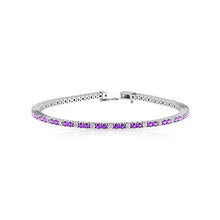 Load image into Gallery viewer, 3.19 CT Round Amethyst Certified Diamond Tennis Bracelet, Antique Purple Stone 14kt Gold Adjustable Bracelet, February Birthstone Anniversary Bracelet, 18K White Gold 7 Inches