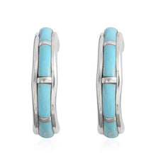 Load image into Gallery viewer, SANTA FE Style 925 Sterling Silver Kingsman Turquoise Southwest Jewelry Hoops Hoop Earrings for Women Gift