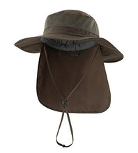 Load image into Gallery viewer, Home Prefer Outdoor UPF50+ Mesh Sun Hat Wide Brim Fishing Hat with Neck Flap (Army Green)