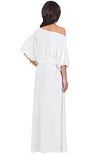 Load image into Gallery viewer, KOH KOH Womens Long Sexy One Off Shoulder Flowy Casual 3/4 Short Sleeve Cocktail Wedding Party Guest Maternity Gown Gowns Maxi Dress Dresses, Ivory White M 8-10