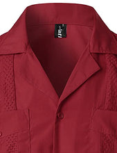 Load image into Gallery viewer, VATPAVE Mens Short Sleeve Button Down Cuban Guayabera Shirts 4X-Large WineRed